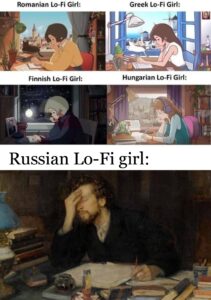Мем об интерпретациях Study Girl в разных странах