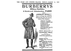 Компания Burberry создала в 1918 году рекламную листовку тренча из габардина для военных